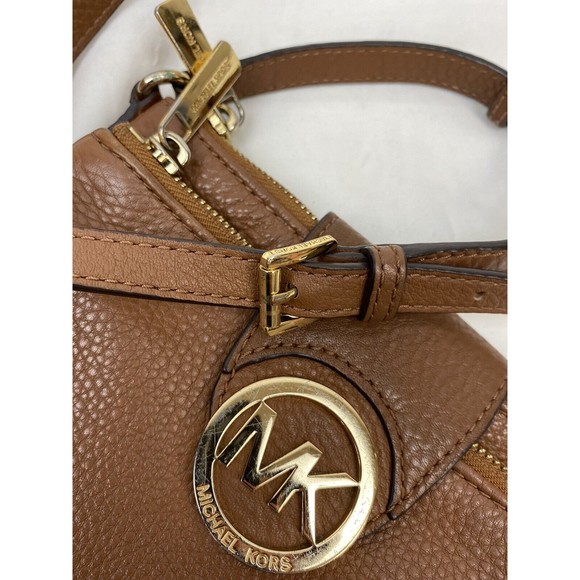 Michael kors Bifold Small Brown Pebbled Leather Crossbody Shoulder Handbag Card - Picture 15 of 16